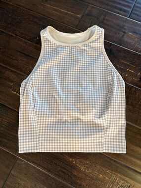 Women’s Gingham Crop Tank Top - Cream & Taupe